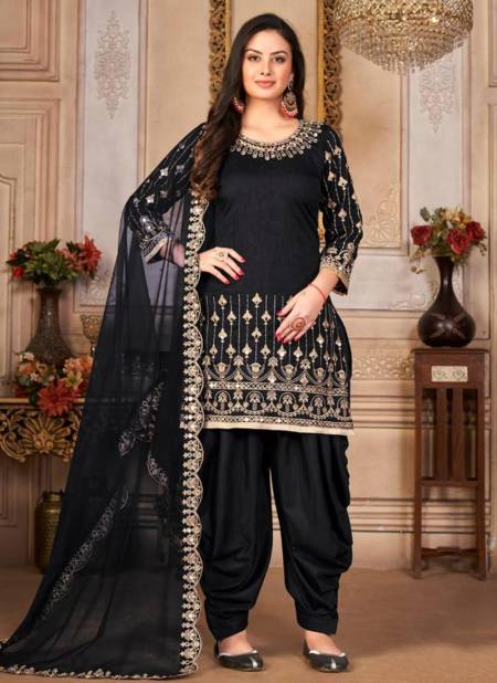 Black Colour Aanaya Vol 143 New Latest Designer Festive Wear Art Silk Salwar Suit Collection 4301